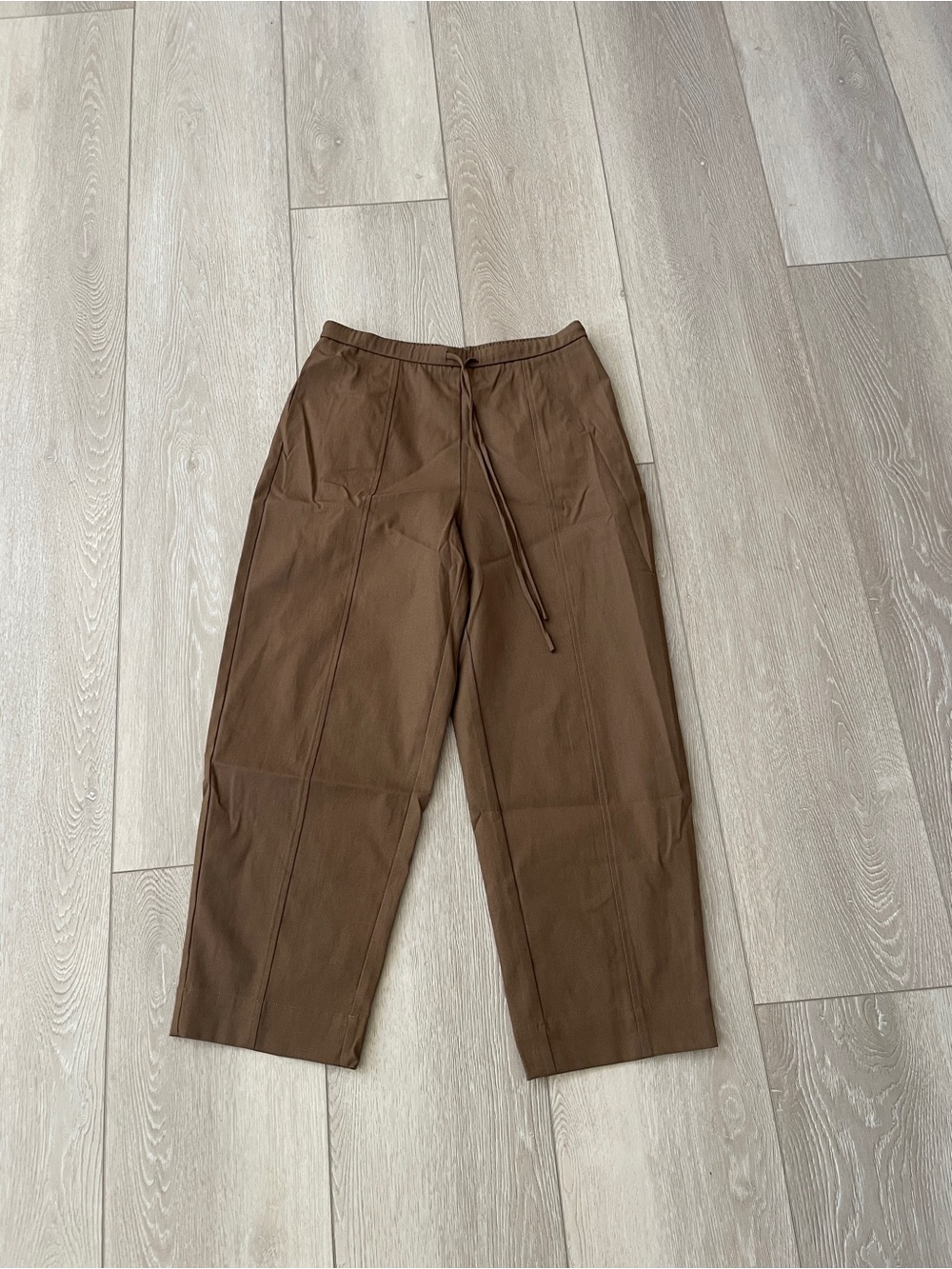 NWT OGL Brown Drawstring Casual Pants Size M Barrel Leg